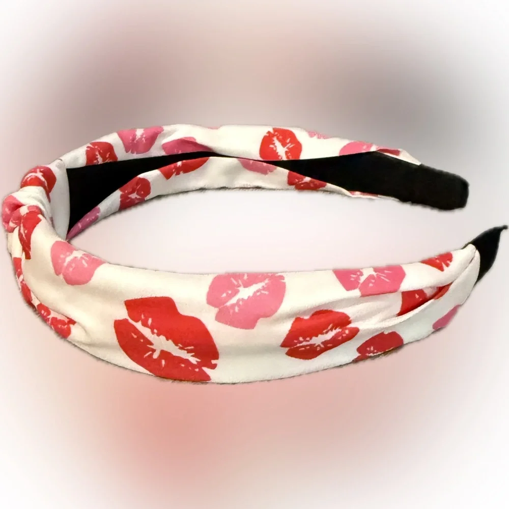 💋Stylish Red and Pink Lip Print Headband/NIP💋